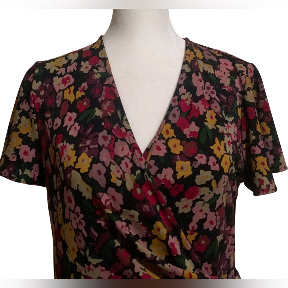 Lauren Ralph Lauren Black Label Women Multicolor Floral High Low Wrap Dress NWOT - Picture 7 of 16